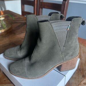 Toms Olive Green Suede Ankle Boots